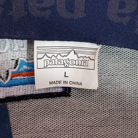 2017 Patagonia P-6 Logo Stretch Fit Hat Cap Mens Size Large Teal Blue 38098 - Picture 15 of 16